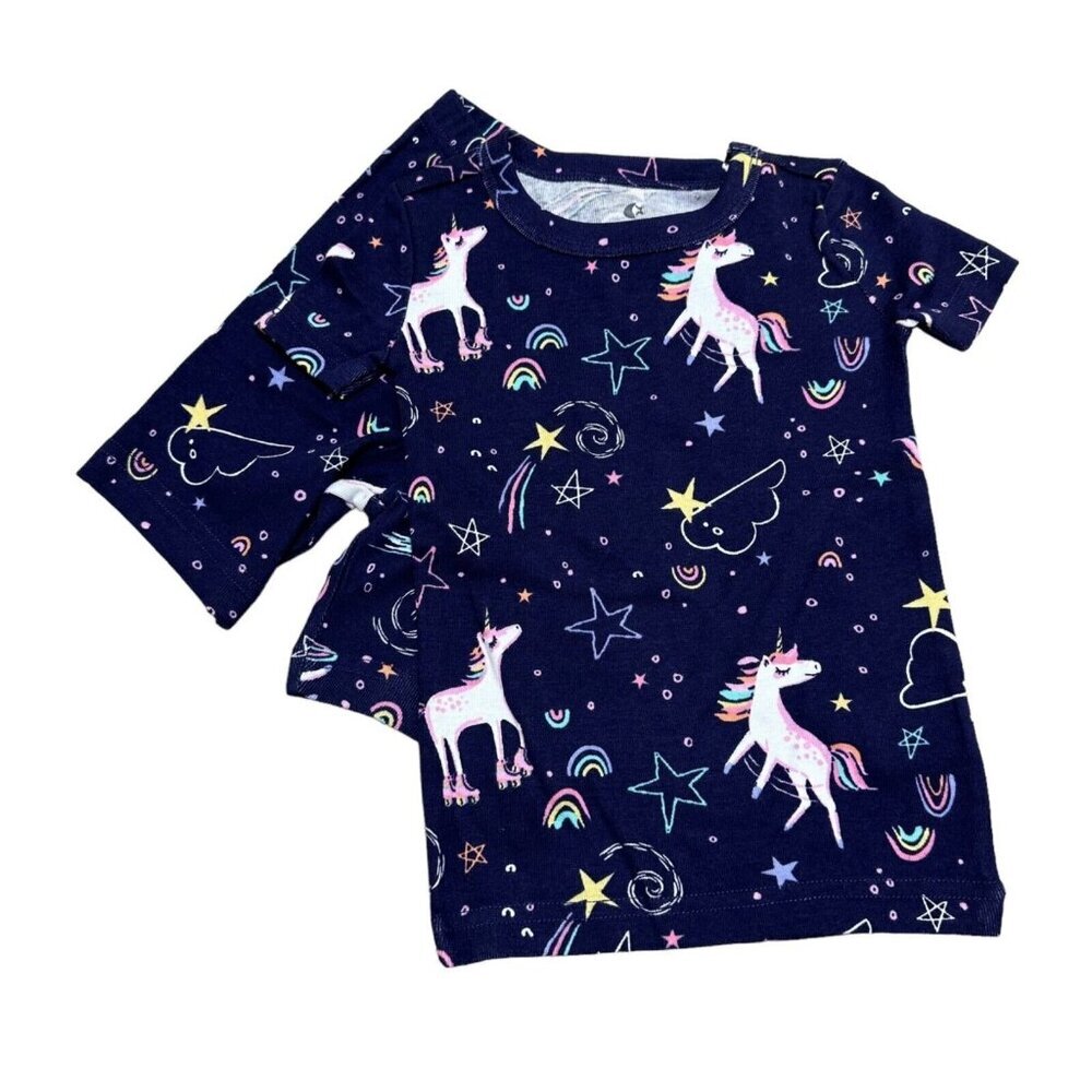 Fish Stix Toddler Girl 2T‎ Unicorn Roller Skate Pajama Set Navy Cotton PJ NWT